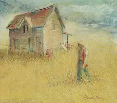 Anne Meredith Barry, Abandoned Farm, 1970, egg tempera on wood board