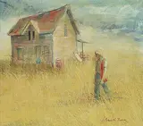 Anne Meredith Barry, Abandoned Farm, 1970, egg tempera on wood board
