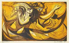 Arnold Belkin, Pastoral #4/12, 1957, colour etching on paper