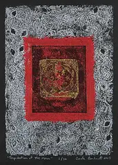 Carole Bondaroff, Trepidation of the Moon #3/30, 2019, colour etching and mixed media on paper