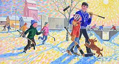 William Roy Brownridge, Going to the Rink, 2002, acrylic on paper board