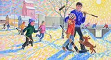 William Roy Brownridge, Going to the Rink, 2002, acrylic on paper board