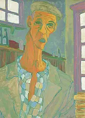 Michael Burns, Untitled - Self Portrait, oil on wood board