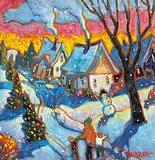 John H. Burrow, Christmas Tree Lane, acrylic on canvas board