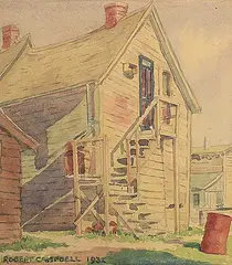 Robert Jacox Campbell, Untitled - Edmonton Back Alley, 1932, watercolour and graphite on paper