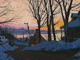 Horace Champagne, Sunset, Ste-Petronille, 1988, pastel on paper