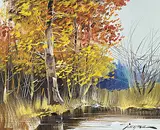 Tinyan Chan, Untitled - Trees in Fall, oil on canvas