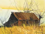 Tinyan Chan, Untitled - The Brown Barn, oil on canvas
