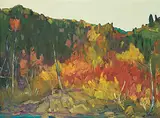 Louise Cook, Valley - Fall, oil on wood board
