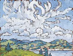 Peter Corbett, View from the Penticton Esplanade, oil on wood panel