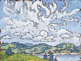 Peter Corbett, View from the Penticton Esplanade, oil on wood panel