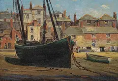 Low Tide, St. Ives by Gertrude E. Spurr Cutts, oil on canvas board, sold Dec 2023
