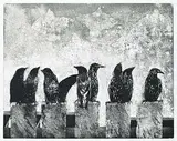 Cecil Day, Starlings on Chimney Pots #4/100, 1988, etching on paper