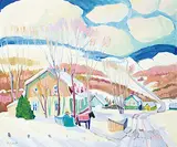 Daniel Froment, La Visite, acrylic on canvas