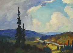 Roland Gissing, Untitled - Ghost River Valley, oil on paper board