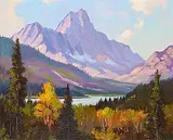 Roland Gissing, Sunwapta Valley, oil on paper board
