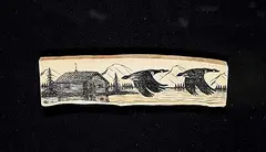 David Goldsmith, Flying South, 2007, scrimshaw on bone