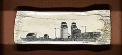 David Goldsmith, Elevators, 2004, scrimshaw on bone