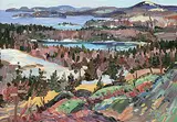 Kenneth Gordon, Near Marathon / Lake Superior, 1971, oil on wood panel