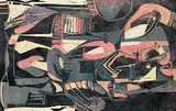 Leslie Frederick Graff, Untitled - Pink and Black Abstract, colour silkscreen on paper