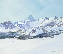 John William Harvie, Mt. Assiniboine from Sunshine, watercolour on paper