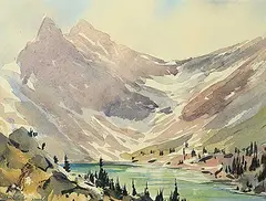 John William Harvie, Untitled - Mountain Lake, watercolour on paper