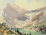John William Harvie, Untitled - Mountain Lake, watercolour on paper