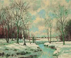Willem Jr. Hendriks, Untitled - Stream in Winter, oil on canvas
