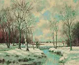 Willem Jr. Hendriks, Untitled - Stream in Winter, oil on canvas