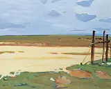 Hans Herold, Prairie Morning, acrylic on wood board