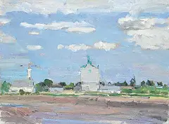 Clint Hunker, Cargill Elevator and Fertilizer Plant, Mid Summer, 2010, oil on canvas