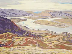 A. Y. Jackson, Meeting of the Rivers [Junction of the Peace and Smokey River], 1953, colour silkscreen on paper