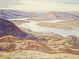 A. Y. Jackson, Meeting of the Rivers [Junction of the Peace and Smokey River], 1953, colour silkscreen on paper