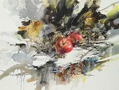 Brian R. Johnson, Untitled - Two Apples, watercolour on paper