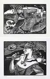 Douglas B. Jones, Just a Moment #22/150 & Untitled - Lady Golfer #49/150, lino and wood blocks on paper