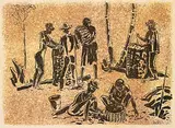 Untitled - Workers by Illingworth Kerr, watercolour and ink on paper, sold Dec 2023