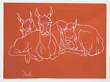 Young Antelope by Illingworth Kerr, 1983, lino block on paper, sold Dec 2023