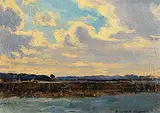 Untitled - After the Storm by Andrew Wilkie Kilgour, oil on wood board, sold Dec 2023