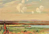 Untitled - Prairie Clouds by Andrew Wilkie Kilgour, oil on wood board, sold Dec 2023