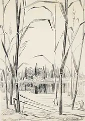 Ernest Friedrich Lindner, Reeds, 1959, watercolour on paper