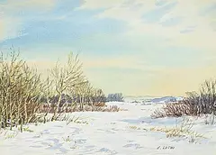 Ernest Luthi, Untitled - Serene Winter, watercolour on paper