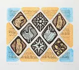 Dora Helen Mackie, Gopher Grid #17/25, colour etching on paper