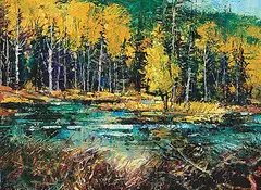 Richard S. McDiarmid, Aspen Grove, oil on wood board