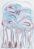 Daphne Odjig, Untitled - Forest Walk at Night, 2014, coloured pencil on paper