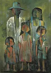 Hector Lara Orozco, La Familia, acrylic on canvas