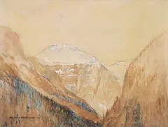 Hal Ross Perrigard, At Lake Louise, Canadian Rockies, 1919, watercolour on paper board