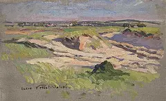 André Prevot-Valeri, Untitled - Summer Sand Dunes, oil on canvas board