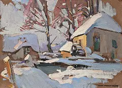 André Prevot-Valeri, Untitled - A Winter Morning, oil on paper board