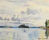 George Horne Russell, On Lake Joseph, Muskoka Lakes District, watercolour on paper