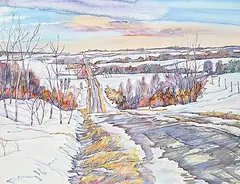 Adeline Rockett, Untitled - Winter Road, watercolour on paper